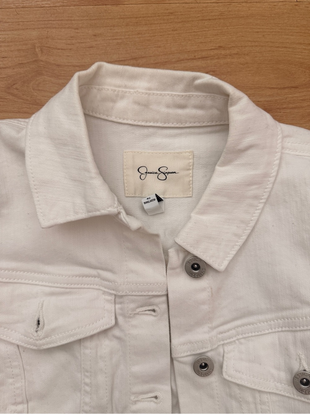 Jessica Simpson White Denim Jean Jacket - Button-Front - Picture 2 of 7